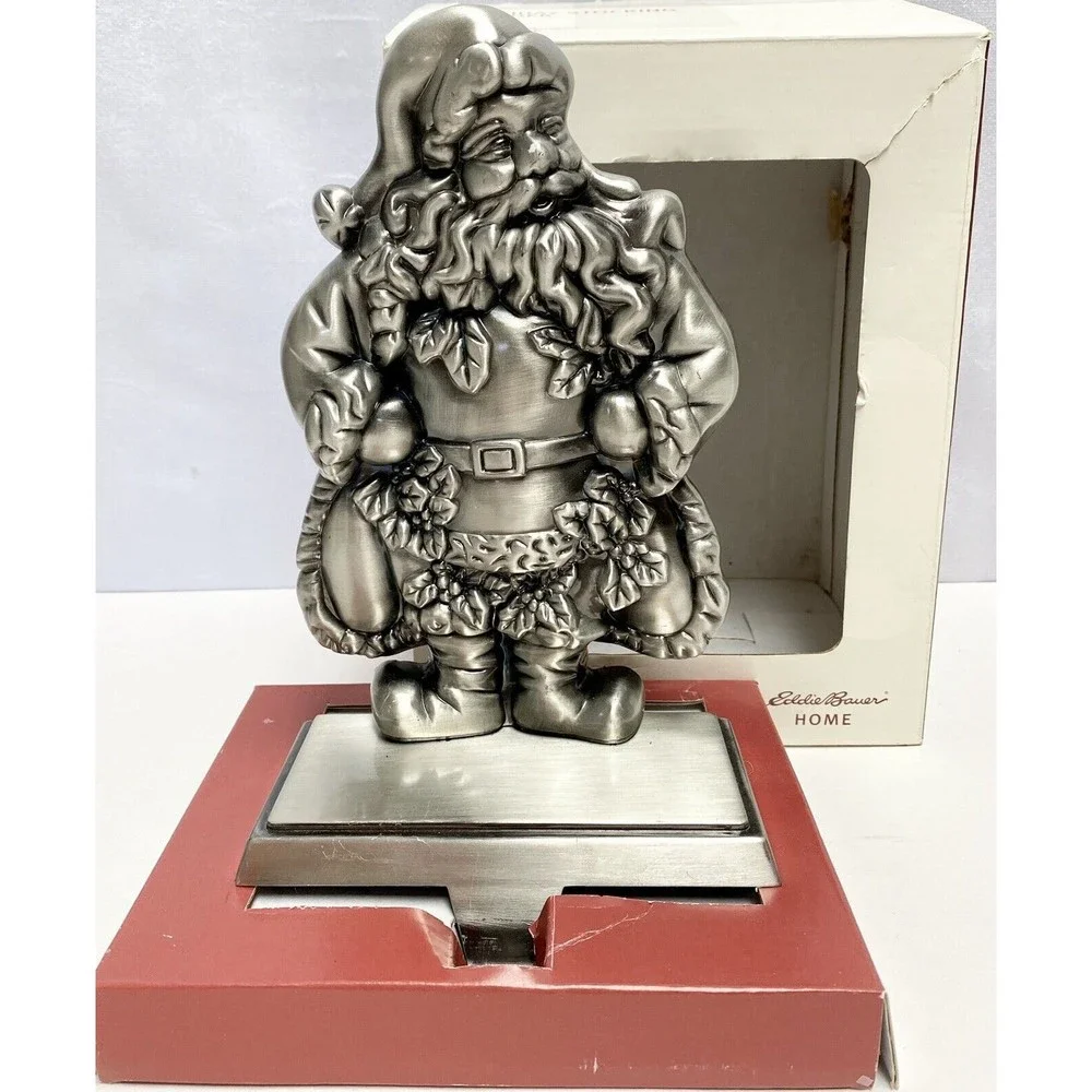 Santa Claus Stocking holder‎ Silver Metal Farmhouse Christmas